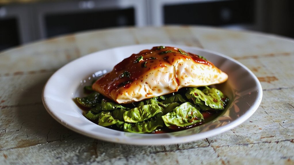 lemon garlic salmon with greens