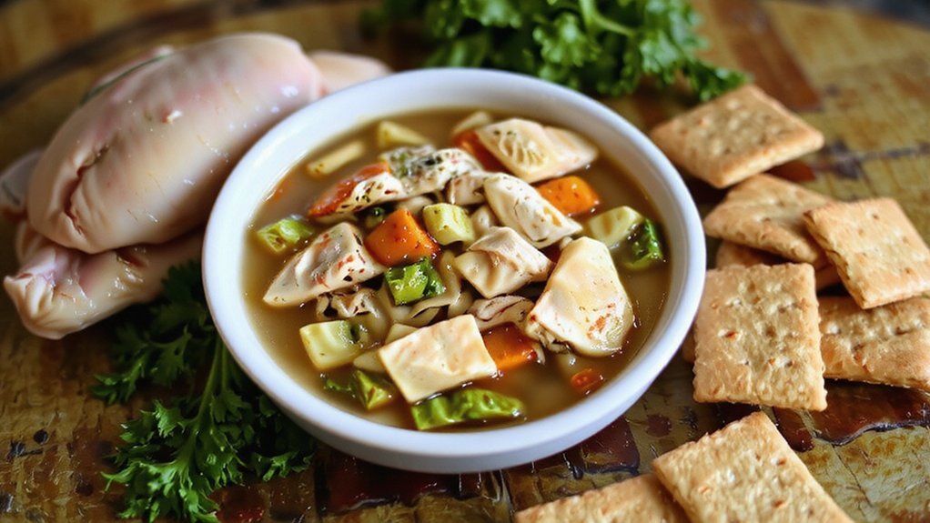 measured chicken noodle ingredients