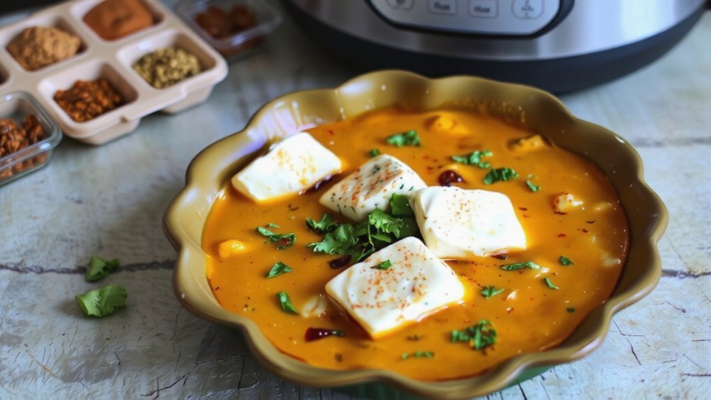 seared paneer pressure cooked sauce